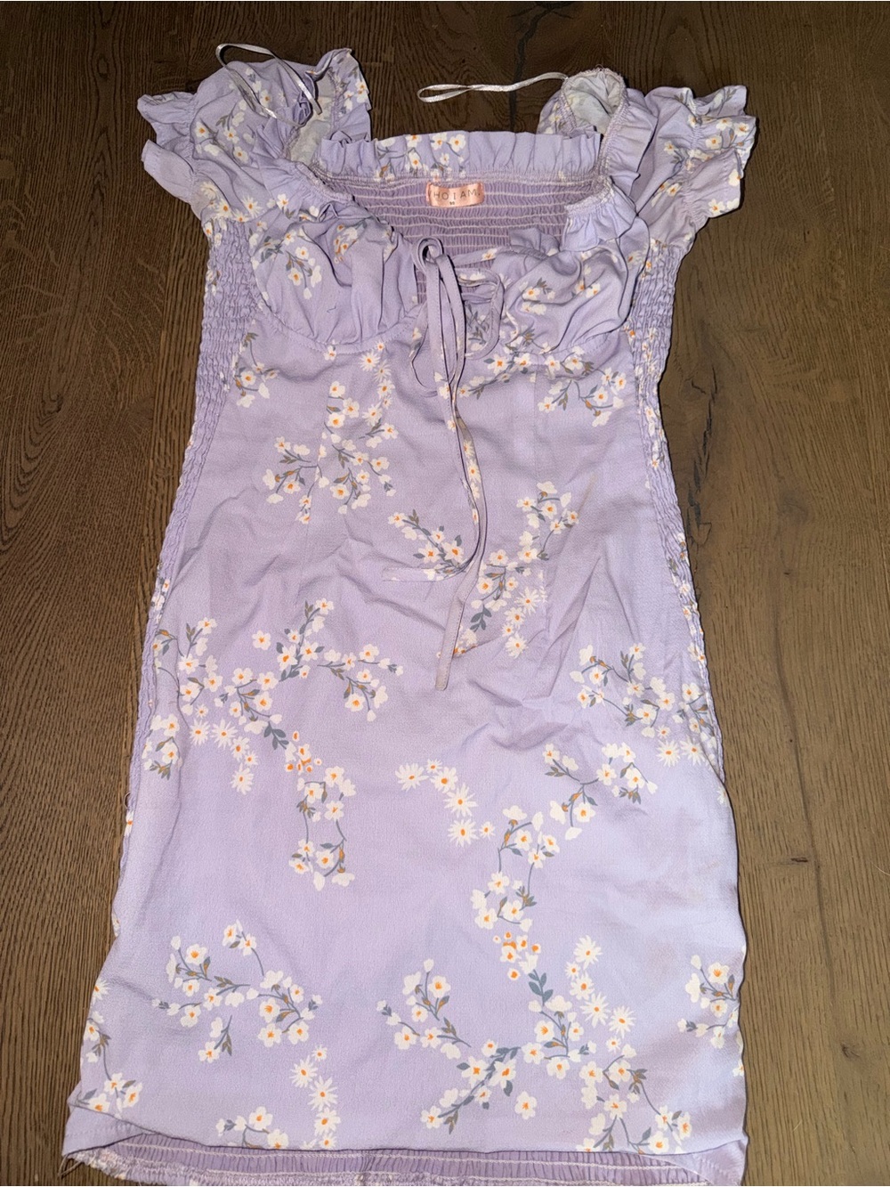 Lilac Floral Smocked Dress with Ruffle Sleeves